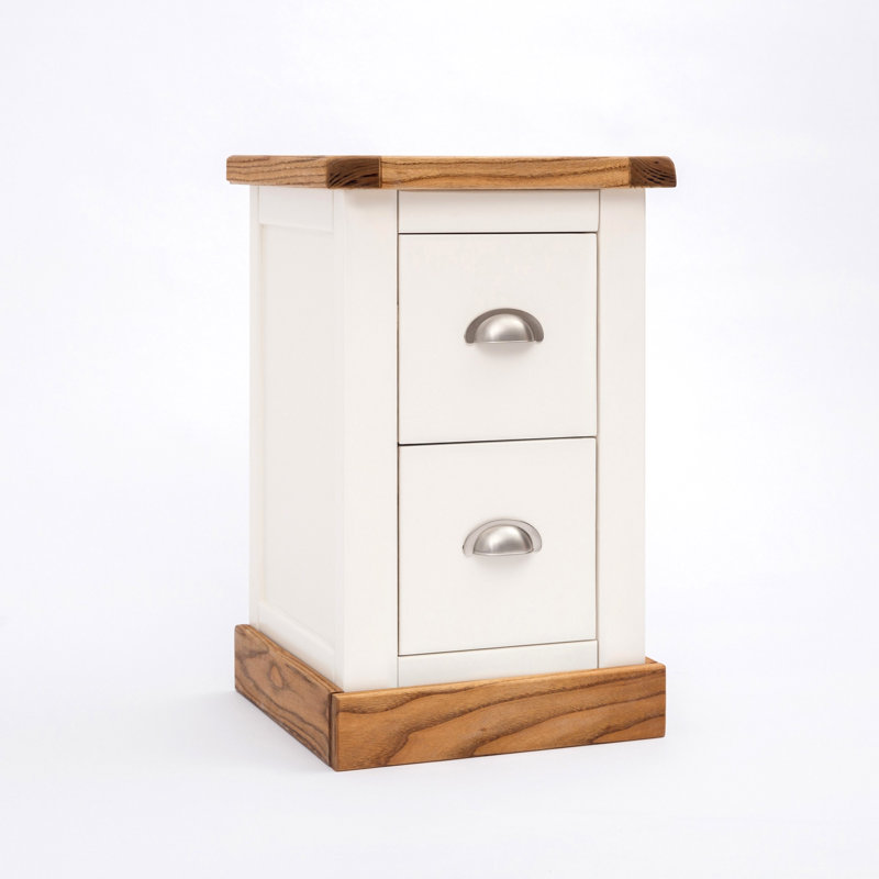 35cm W Plywood / Laminate Board Bedside Table, Chrome Cup, Natural/White