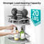 Barre de tension de coin pour chariot de douche: tablettes de rangement de salle de bain antirouille à 4 niveaux pour rangement pour shampooing de baignoire - 47-121 pouces Support à tringle réglable à installation rapide avec porte-savon - Gris argenté