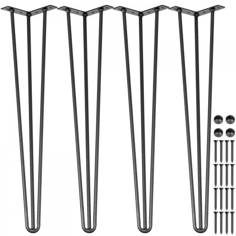 Pieds de table en épingle à cheveux 40 po noir, ensemble de 4 pieds de bureau capacité de charge de 880 lb (chacun 220 lb)