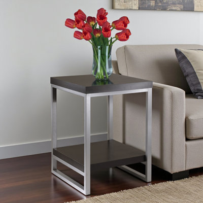 Mina End Table in Gray and Espresso