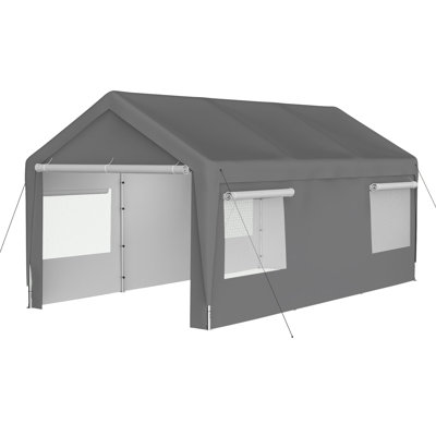 Mondawe 10' x 20' Heavy Duty Carport Canopy with Removable Sidewalls and Roll-Up Windows