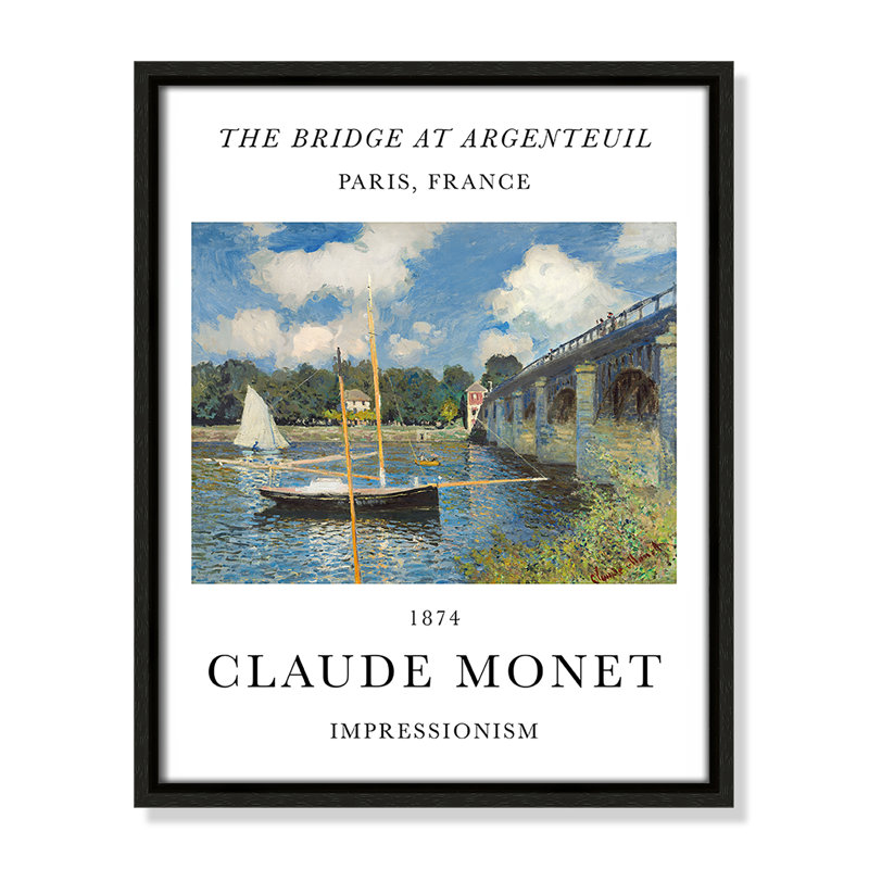 Pont à Argenteuil par Claude Monet, Cadre flottant espresso, Non, H 15,5 po x l 12,5 po x P 2 po