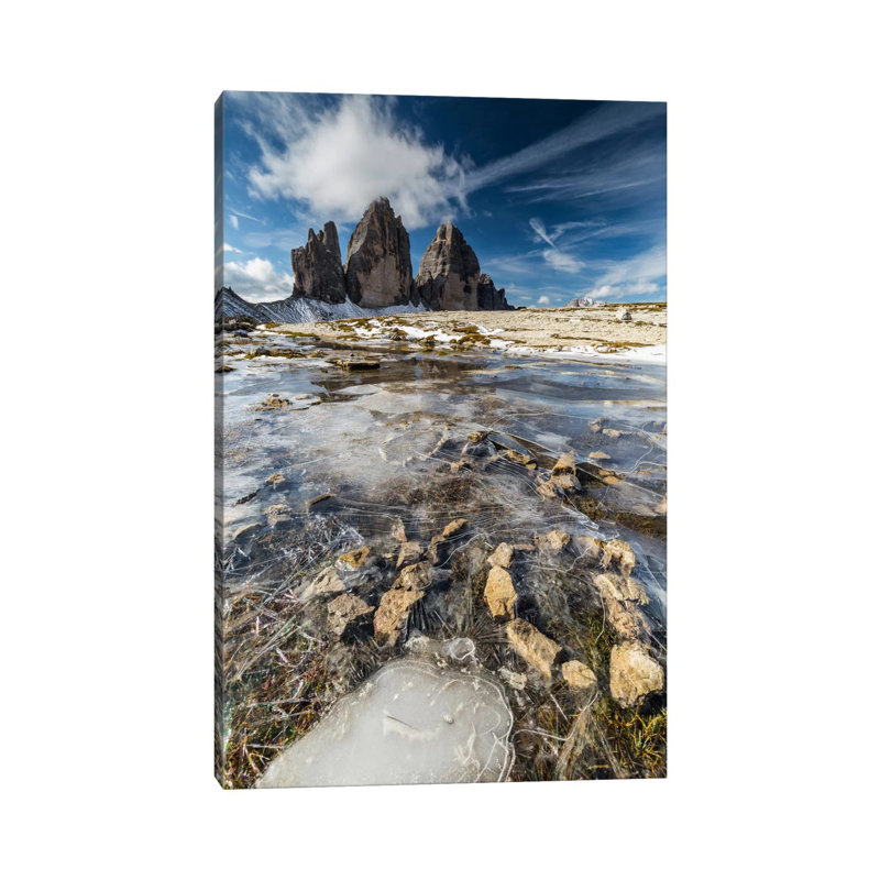 Italy, Tre Cime Di Lavaredo With Ice, Dolomites by Mikolaj Gospodarek - Wrapped Canvas Print, 20.32 cm H x 30.48 cm W