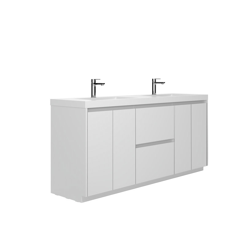70-7/8 In. W X 19-5/8 In. D Freestanding Vanity With Resin Composite Vanity Top, White