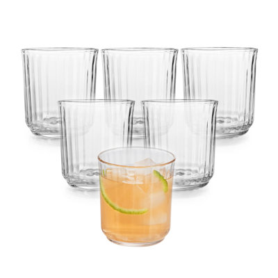 Paneled Libbey Double Old Fashioned Rocks Glasses, 11.2-Ounce, Set Of 6
