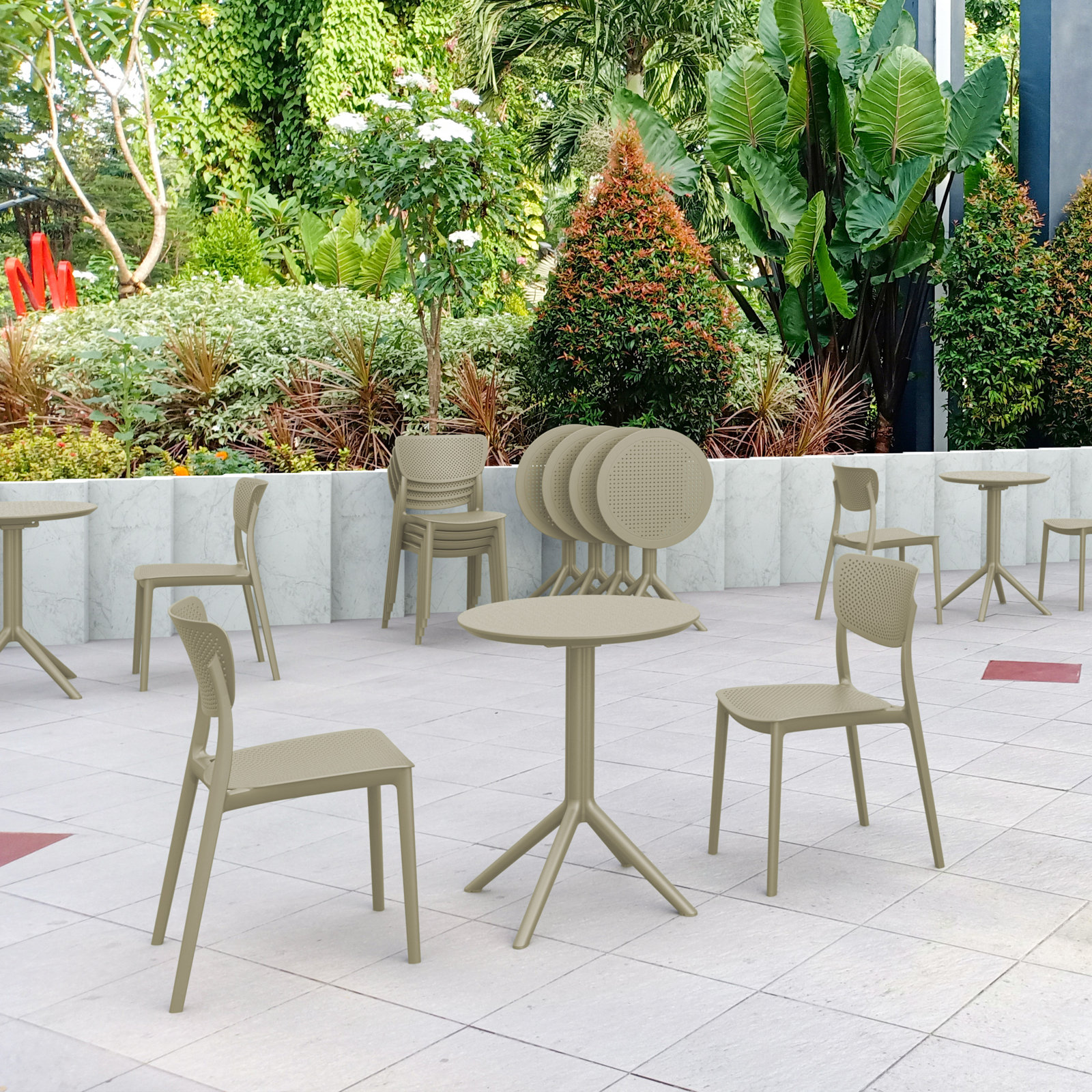Farrah Stackable Patio Side Chair, Taupe