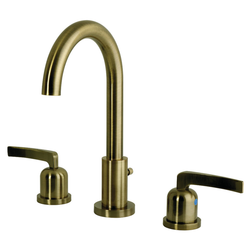 Kingston Brass Centurion Two-Handle 3-Hole Deck Mount Widespread Bathroom Faucet with Brass Pop-Up