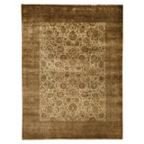 Hand Knotted Wool Area Rug in Beige And Camel