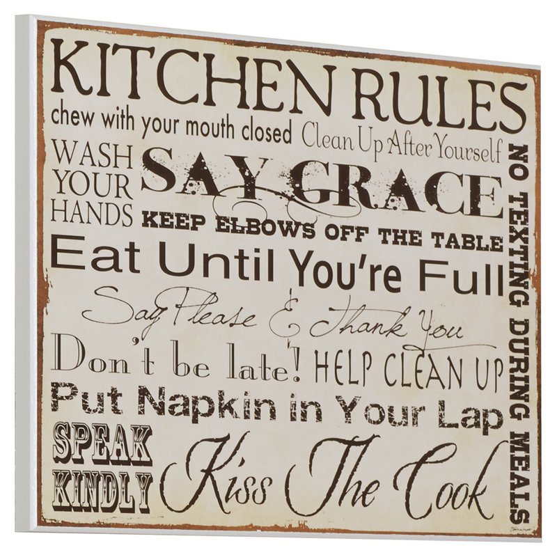 «Kitchen Rules», Ehme, reproduction d'art textuel, Plaque, H 10 po x l 15 po x P 0,5 po