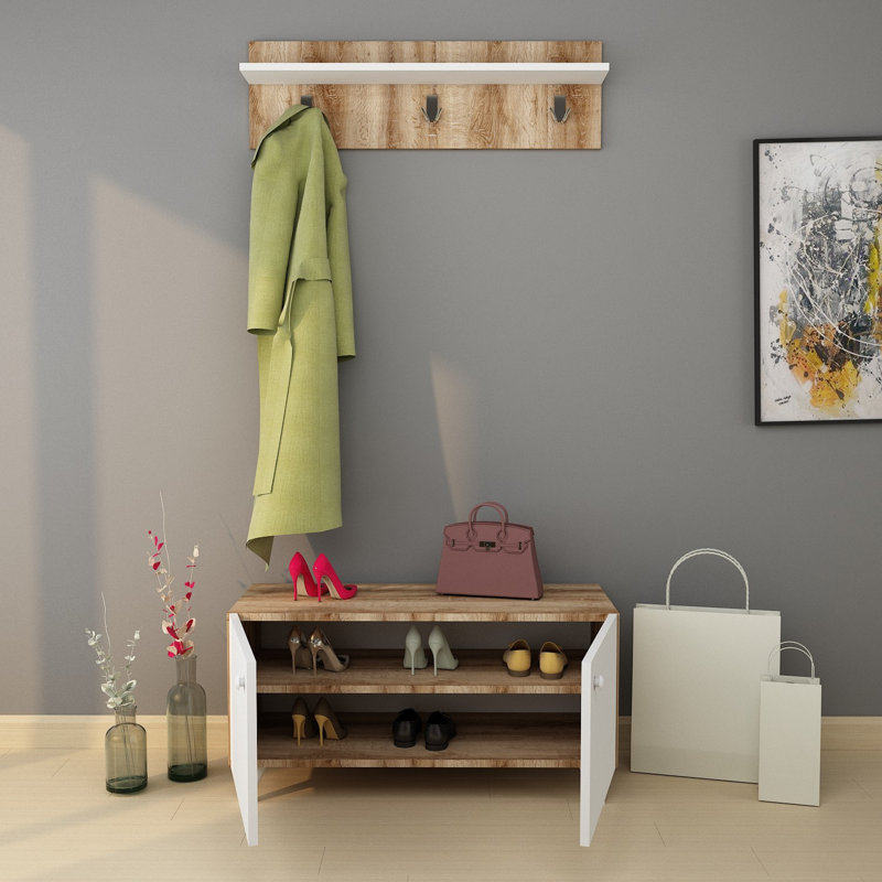 Bronson 100 cm W Hallway Set with Storage Bench and Shoe Storage