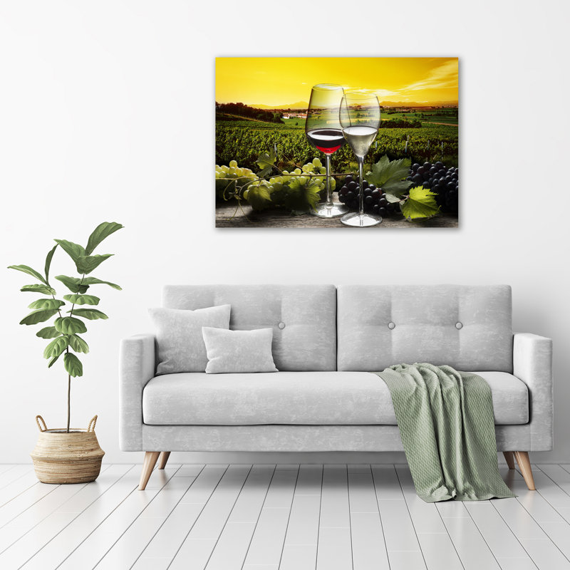 Wine And Grapes - Wrapped Canvas Print