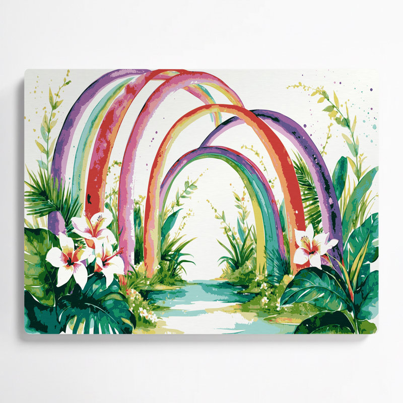 Art mural en métal hawaïen arc-en-ciel blanc, H 8 po x l 10 po