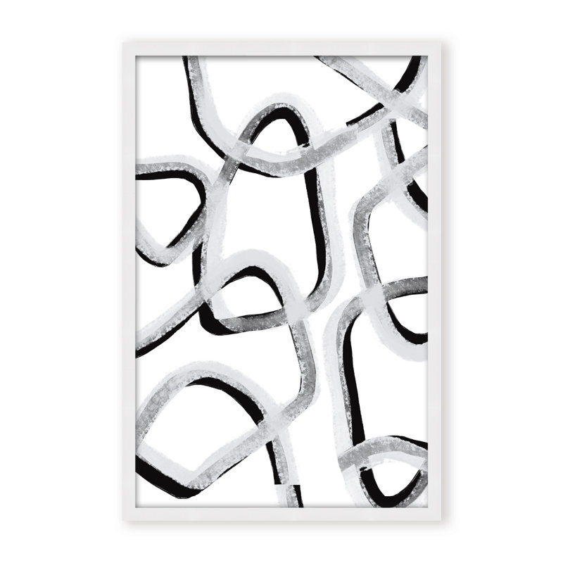 Abstract Make You Stay by Uplusmestudio - Framed Artwork on Paper, 36" H x 24" W x 1.125" D, Framed Print, White