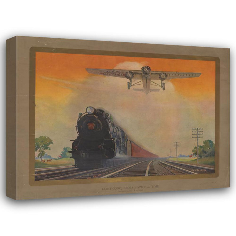 «Giant Conquerers of Space and Time Pennsylvania Railroad» par Grif Teller - Art mural sur toile tendue avec châssis