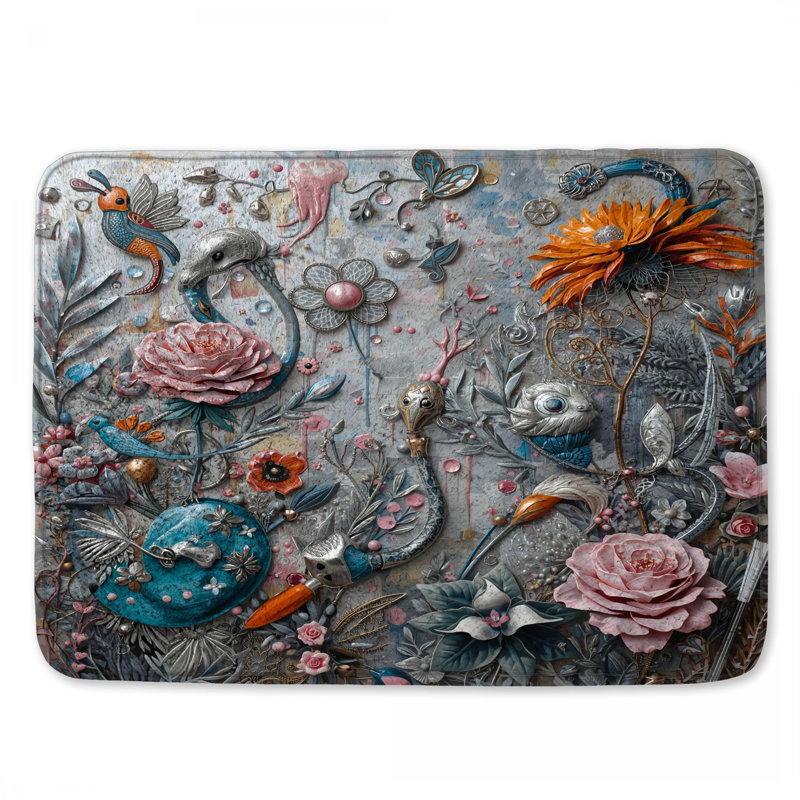Tapis de bain Floral, L 24 po x L 17 po