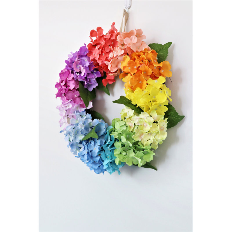 Couronne de hortensia en polyester artificiel coloré de 18 pouces Ansuma adaptée à toute l'année