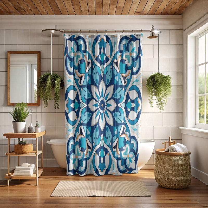 Classic Arab Tiles - Rideau de douche standard 1 pièce, H 74 po x l 35 po