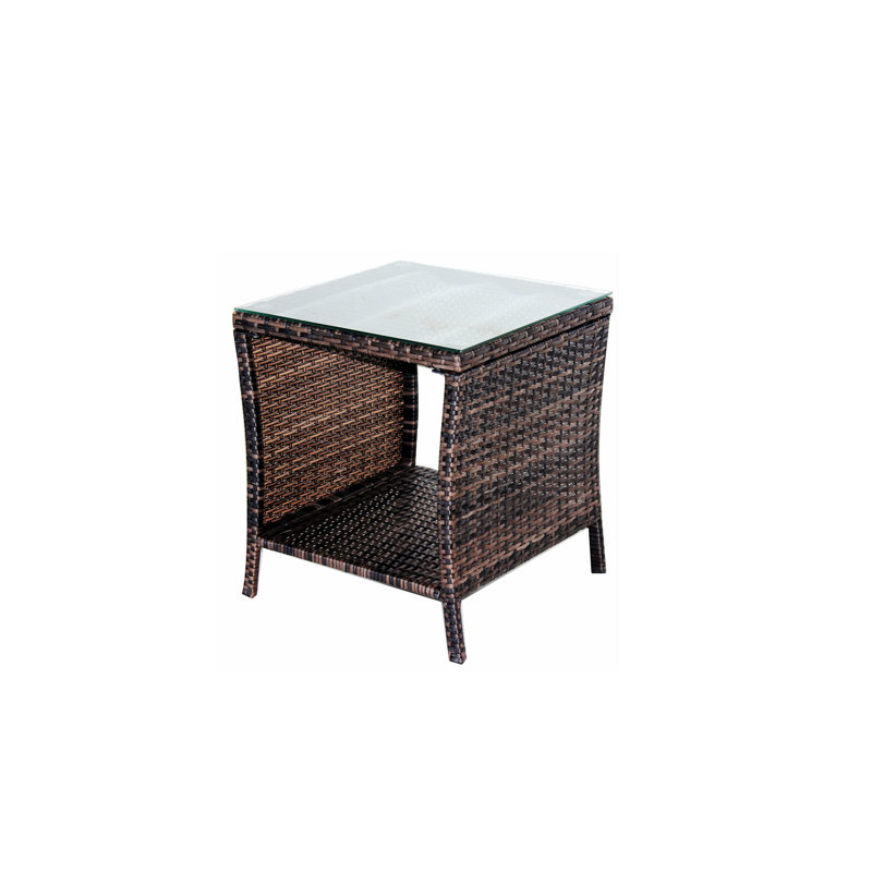 Table basse 4 pieds avec rangement Rafiat, table de bout d'extérieur, table en osier Rafiat