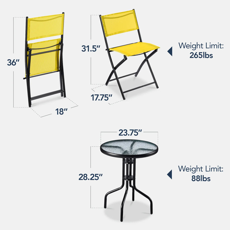 3-Piece Bistro Set, Yellow