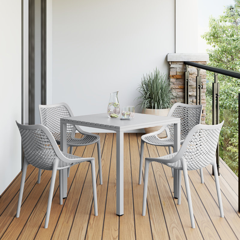 4-Person Outdoor Square Dining Set, Gray