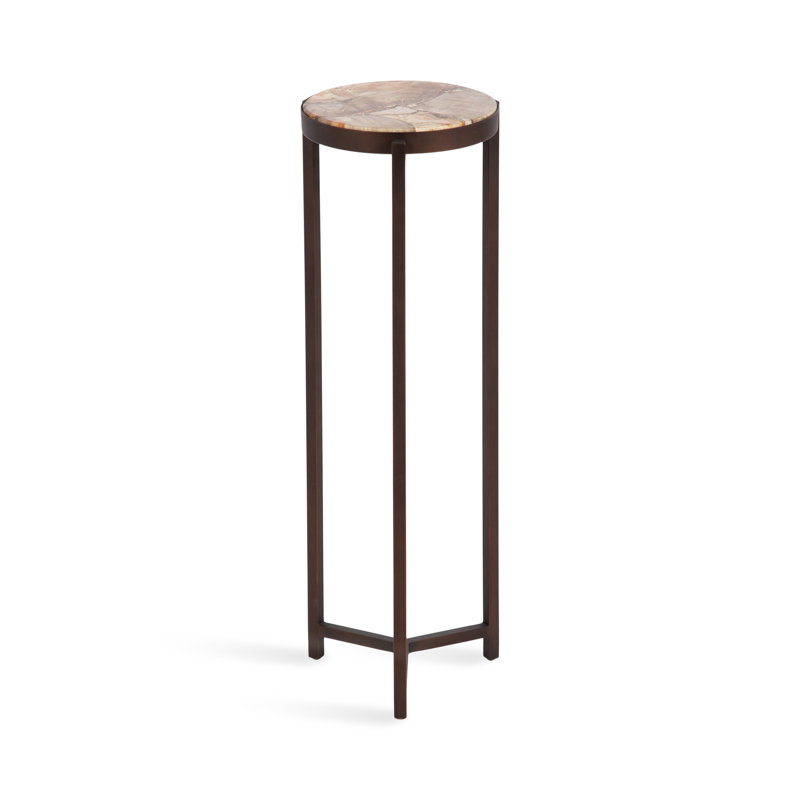 Eveland Round Metal Drink Table, Bronze, Brown