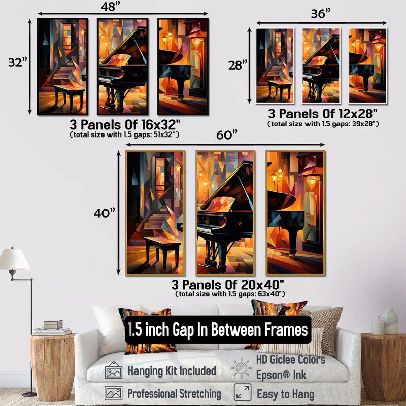 Harlem Renaissance Stride Piano Rhythms 1 - art mural Harlem Renaissance, Cadre flottant doré, H 40 po x l 60 po