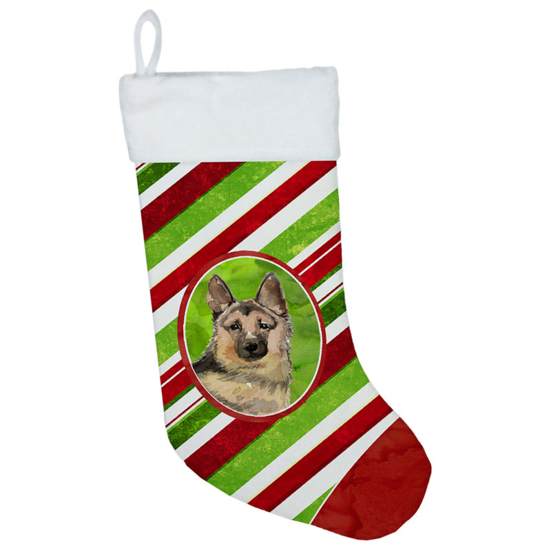 Chaussette de noël à rayures à sucre, Berger allemand