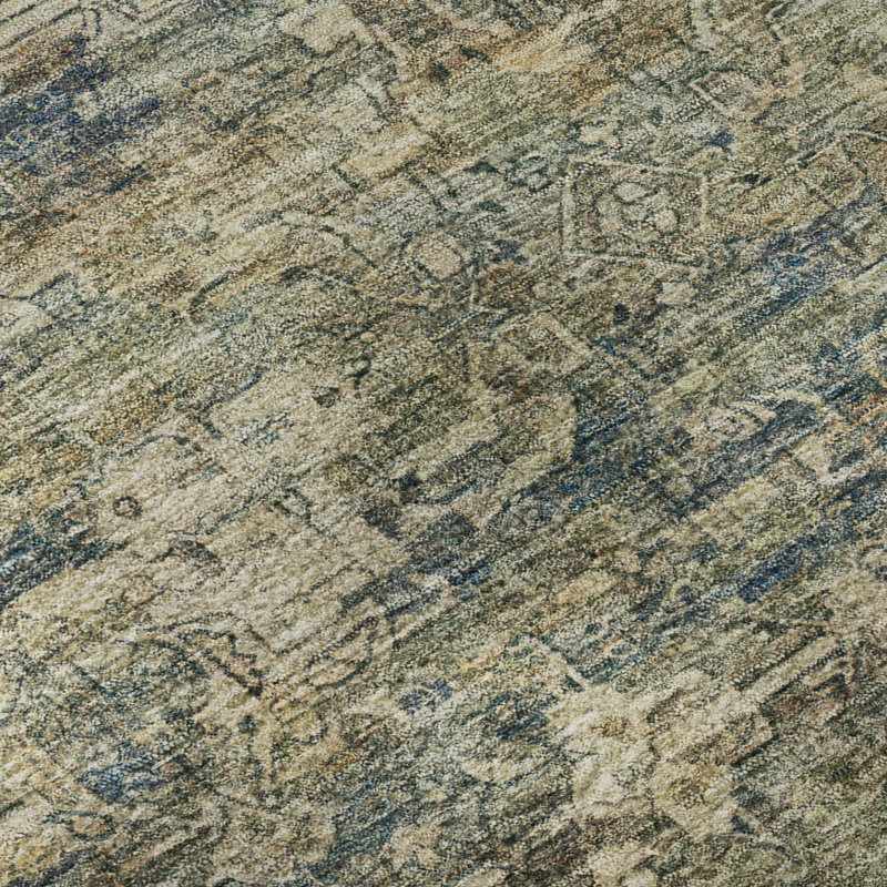Premium Machine Washable Mayfield AMF2324 Ikat Rug, Aloe, 9' x 12'