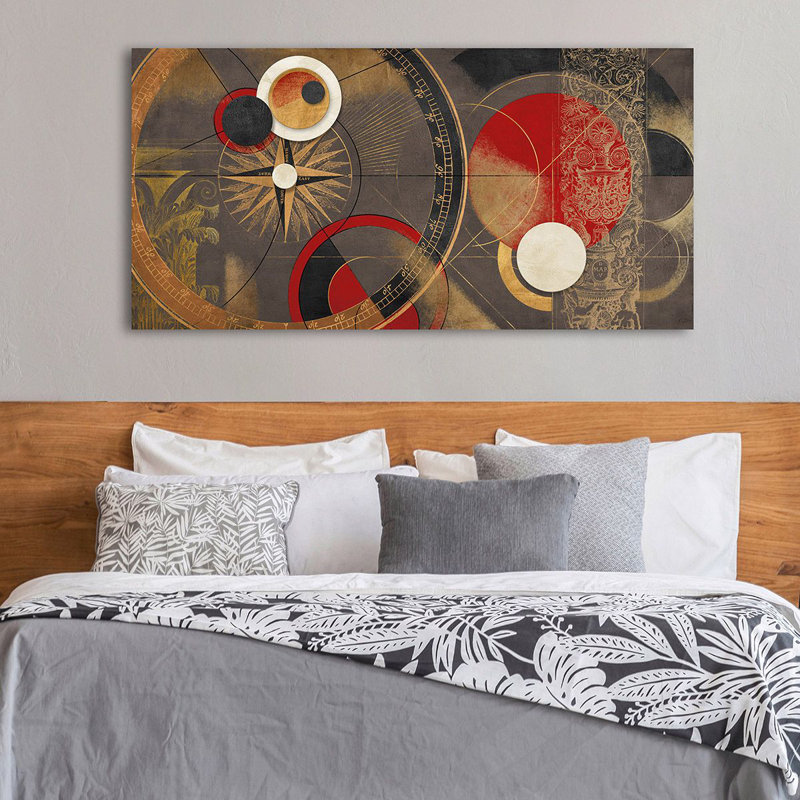 Space Orbits (Red) 1 Piece Wrapped Canvas Wall Art, 35cm H x 70cm W x 4cm D