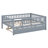 Full Size Daybed With Trundle, Wood Kids Platform Bed Frame With Fence Guardrails, No Box Spring Needed-1704377303