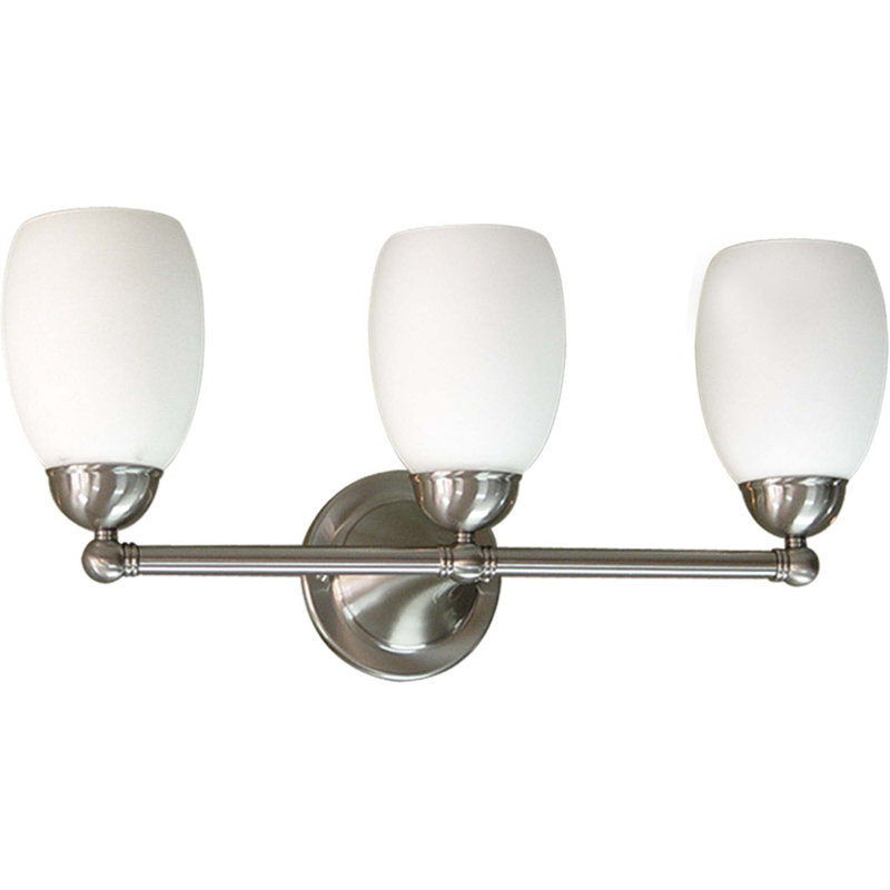 Sussex 3-Light Indoor Brushed Nickel Wall Mount Vanity Light with Etched White Cased Glass Shades