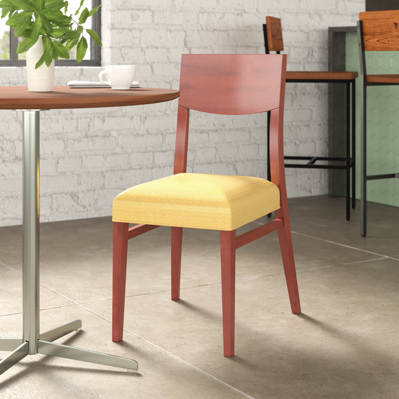 19'' H Dining Chair, Yellow, Cherry