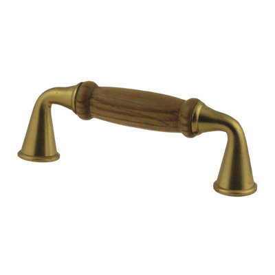 3" Solid Oak Insert Pull Solid Brass