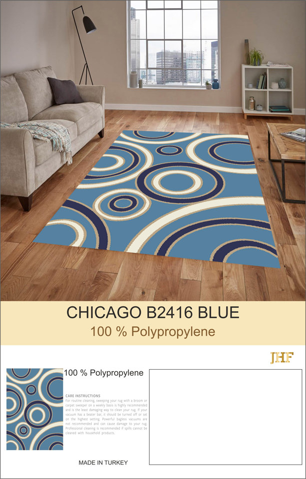 Chicago Rug JENIN HOME FURNISHING CHICAGO RUG 2'X3' 0B2416 BLUE - Wayfair Canada