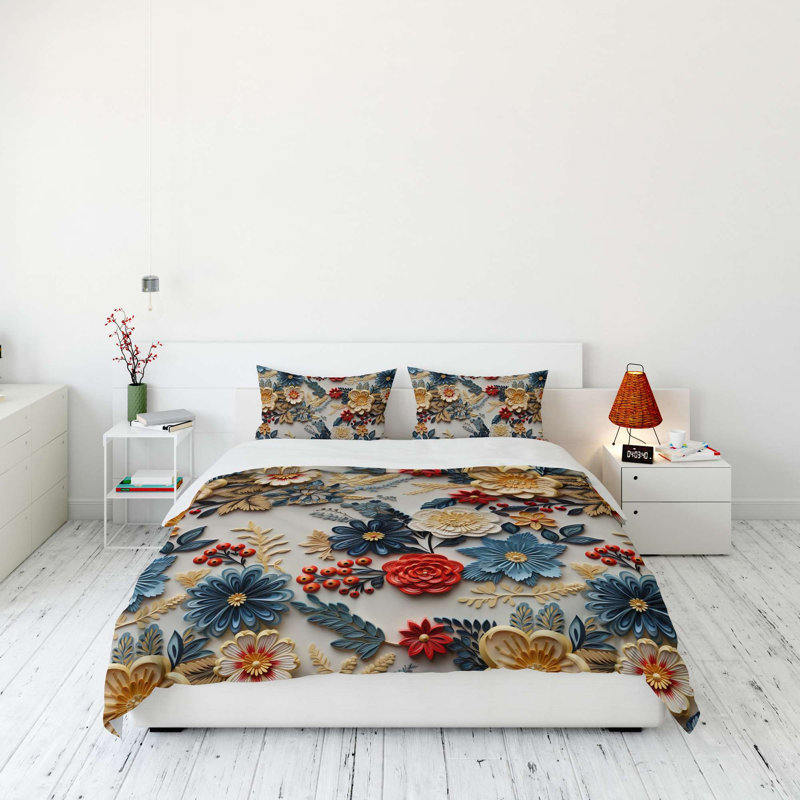Premium Single Quilt Cover Set, 70% Polyester / 30% Cotton, Duvet Cover 55.1 x 78.7 inches & Pillowcase 23.6 x 23.6 inches | Machine Washable, 120 Thread Count, Button Closure for Duvet, Envelope Closure for Pillowcase