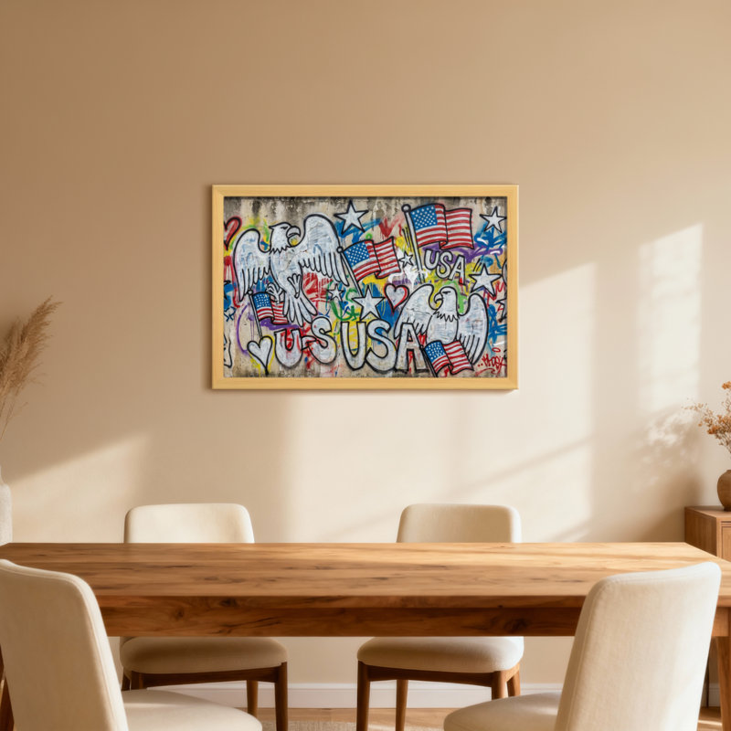 American Eagle, drapeaux, étoiles, États-Unis, art graffiti, H 20 po x l 30 po, Wrapped Canvas, Ne s’applique pas