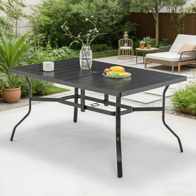 Table de salle à manger d'extérieur avec trou pour parasol 2,16 po