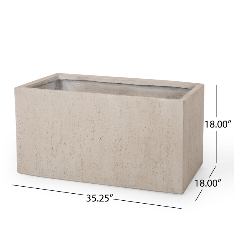 Shiner Lightweight Concrete Planter Box Set, 2, White, 18" H x 35.25" W x 18" D