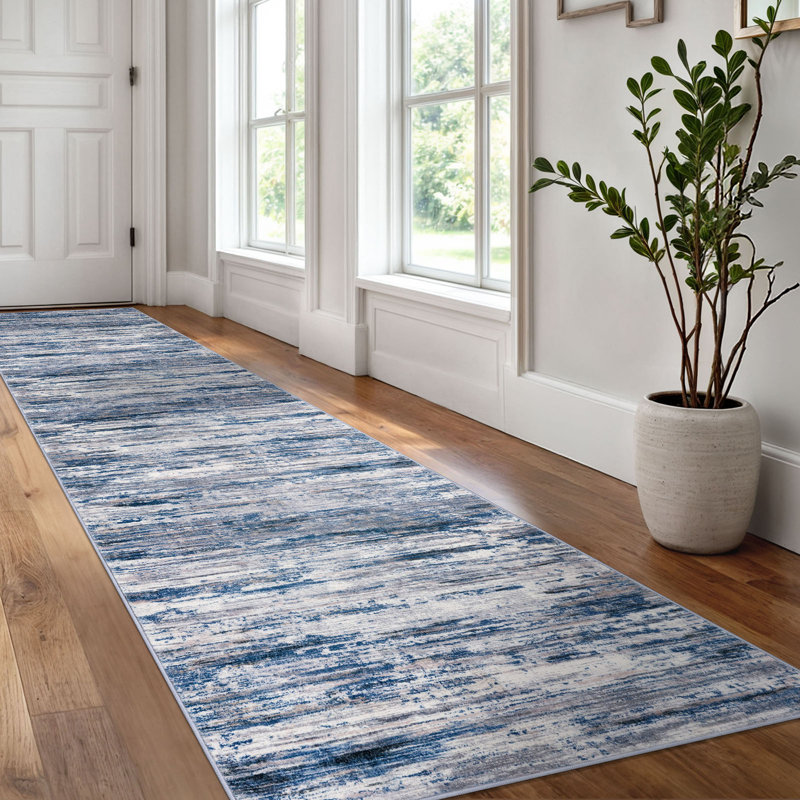 Modern Abstract 2.6x12 Washable Runner Rugs for Hallways Soft Non Slip Long Indoor Runners for Bedroom Kitchen Entryway 