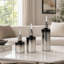 Vase contemporain en verre avec couvercle en métal et couvercle en métal pour décoration intérieure - Ensemble de 3 vases décoratifs-850623508
