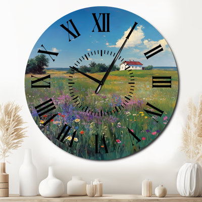 Horloge murale en métal Farmhouse in the English Meadows II
