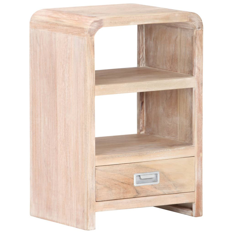 Torney 40cm W Solid Wood Bedside Table, Beige
