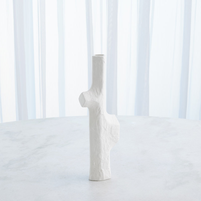 Tiered Trunk Vase-Matte White-Lg, 14" H x 5" W x 2 D