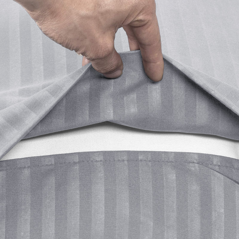 Luxury Microfiber Stripe Pillowcases set of 2, Pillow Protector, Grey