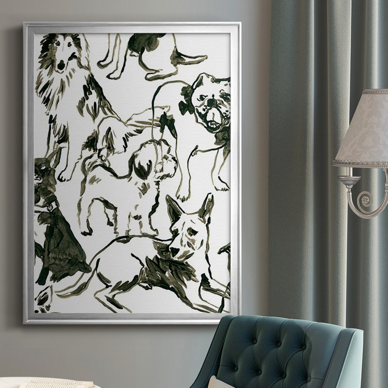 «Canine Collage I», impression sur papier, Argent, H 24,5 po x l 18,5 po x P 1 po