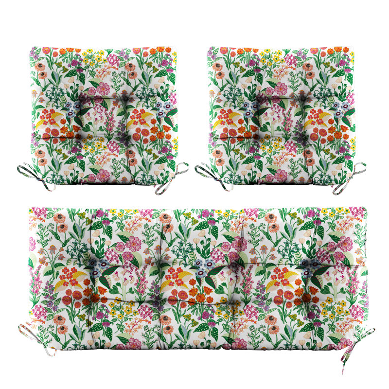 Outdoor 5'' Seat / Back Cushion, White Floral 1