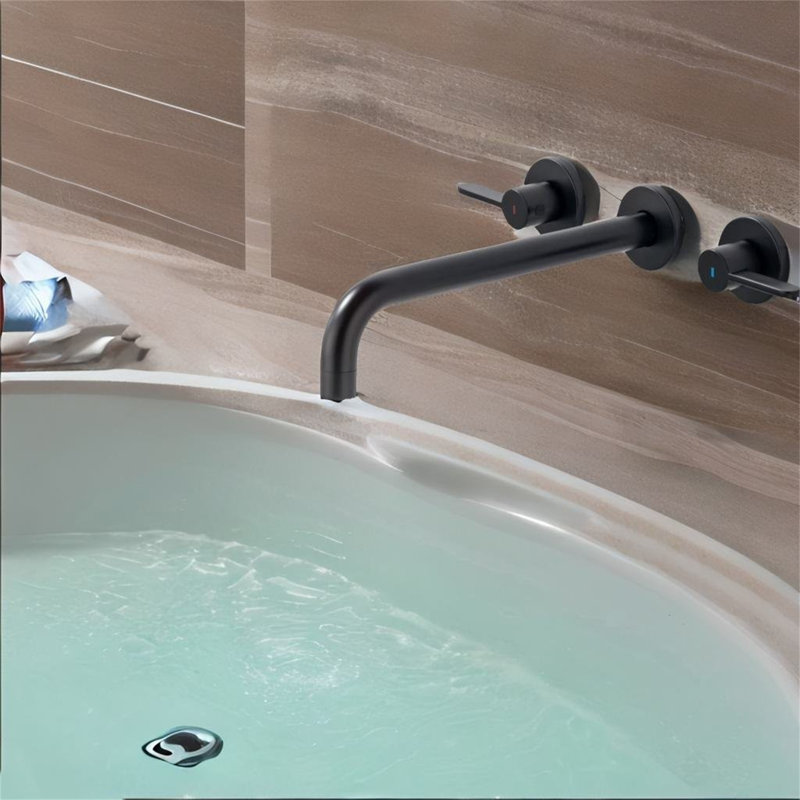 Robinet de baignoire 2 poignées, Noir mat