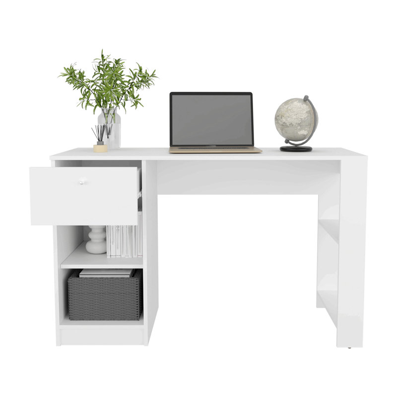 Vella One Drawer Desk, White