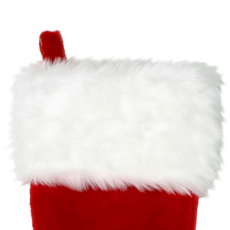 Bas de Noël traditionnel en peluche rouge et blanc 20 "avec manchette