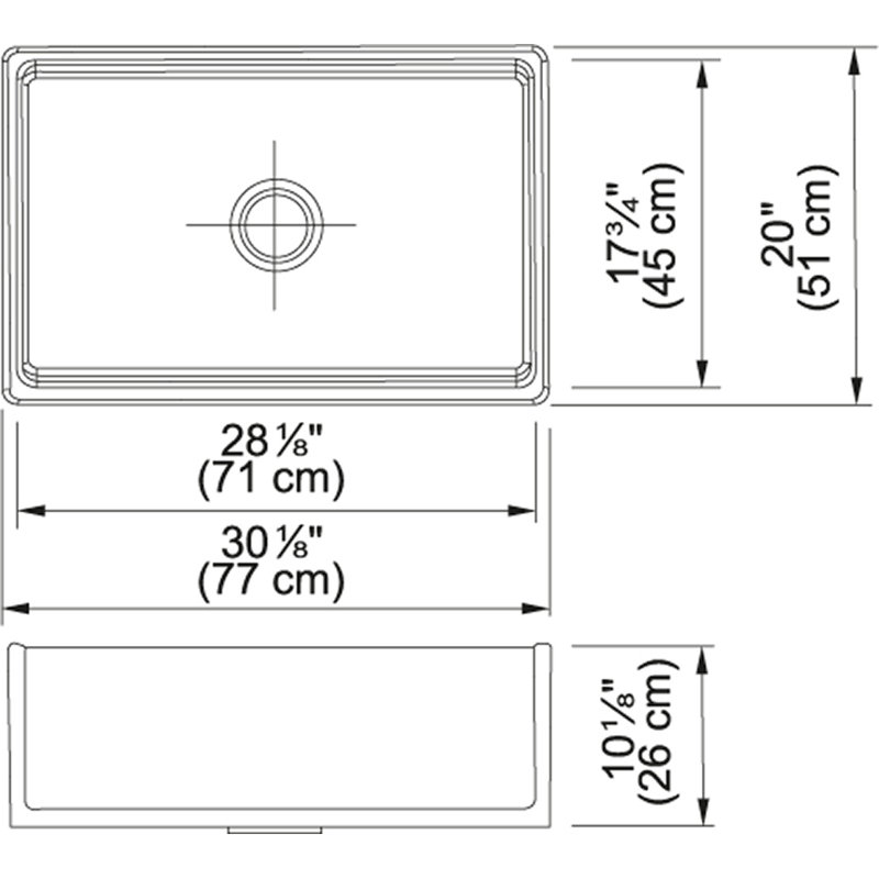 Évier de cuisine à tablier Farmhouse L 30,125 po x 20 po, Blanc